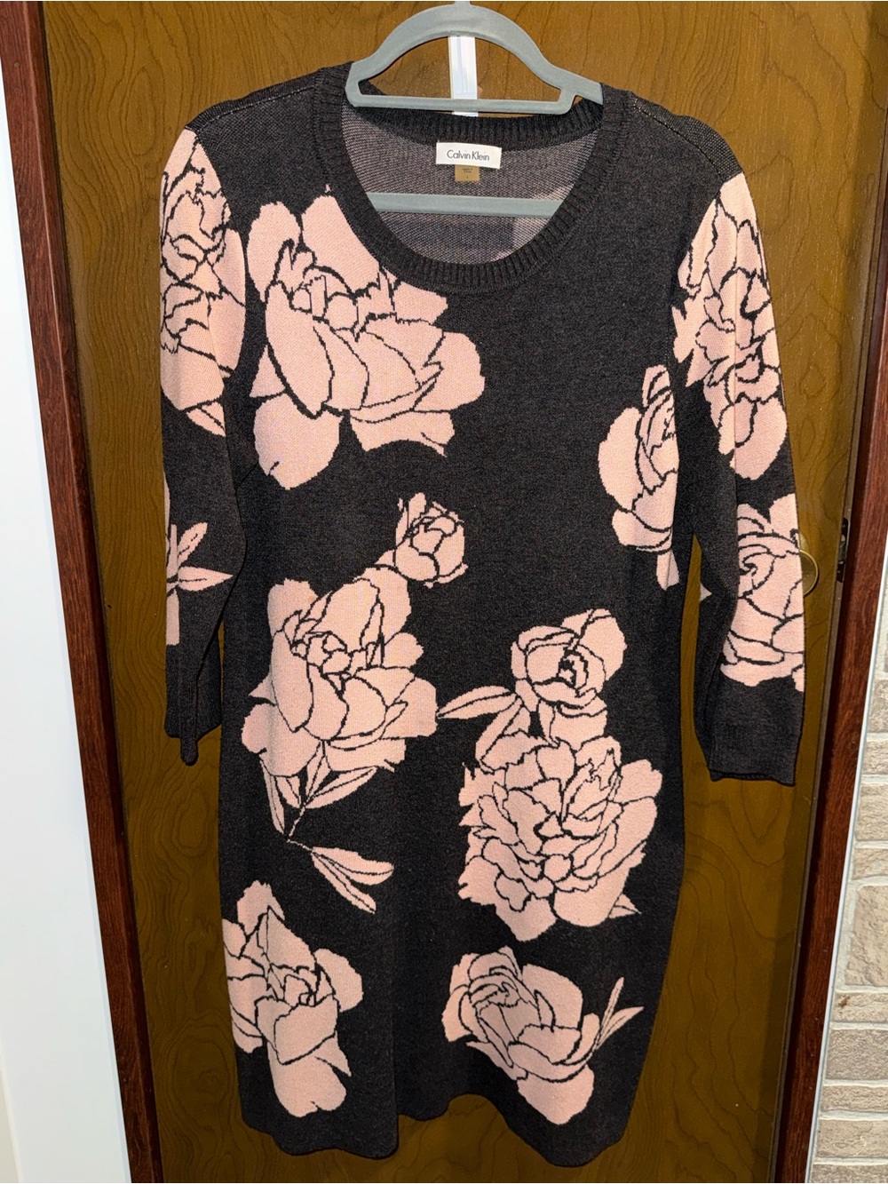 Calvin Klein Black & Pink Floral Knit Dress